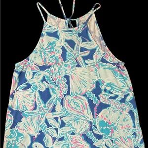 Lilly Pulitzer Aqua, Blue and Pink Swirl Top spaghetti straps